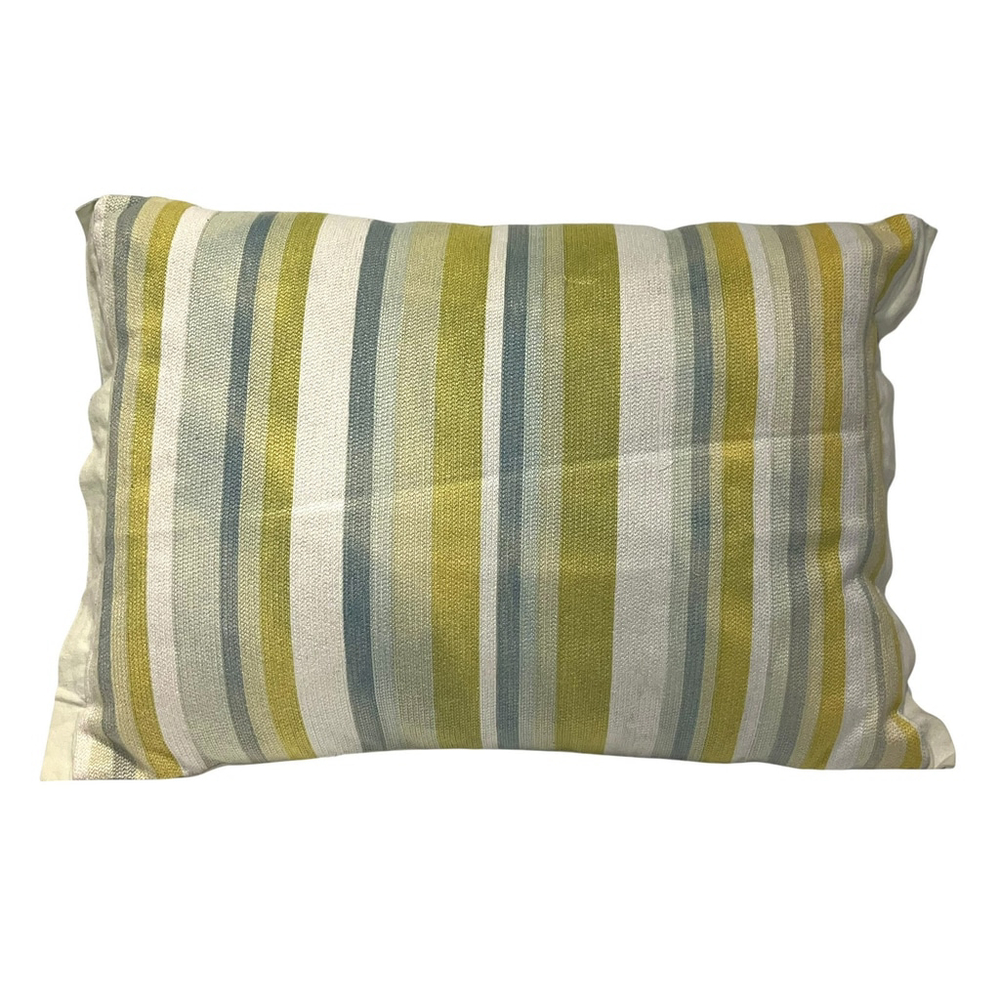 Pier 1 Pillow Textured Vertical Striped Rectangular Pillow Cream Green Blue Boho